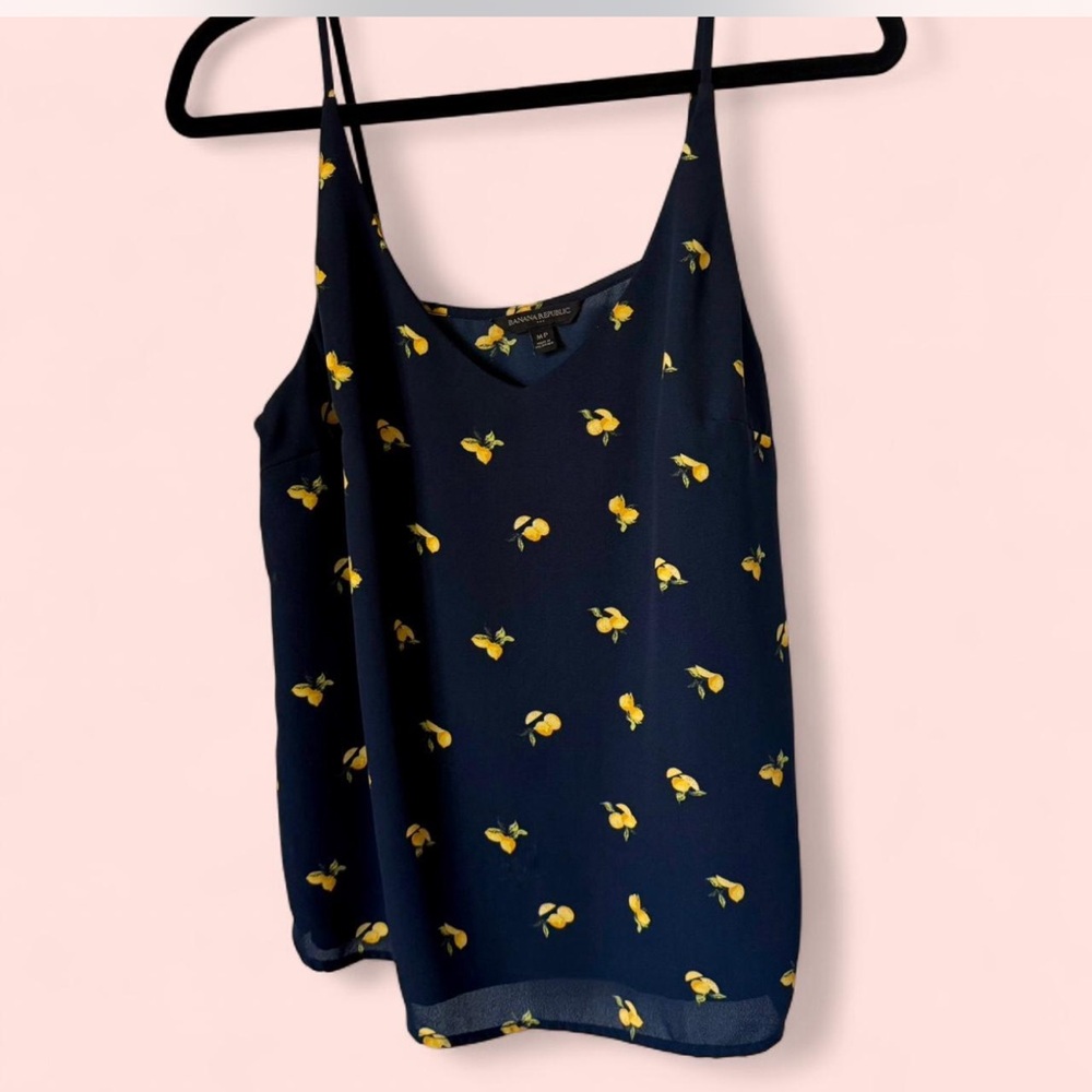 Banana Republic Dark Blue Camisole with Yellow Floral Design
